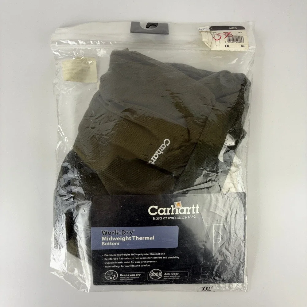 Carhartt Work-Dry Midweight Thermal Bottom Deep Olive K208 DPO Mens 2XL Tall NWT